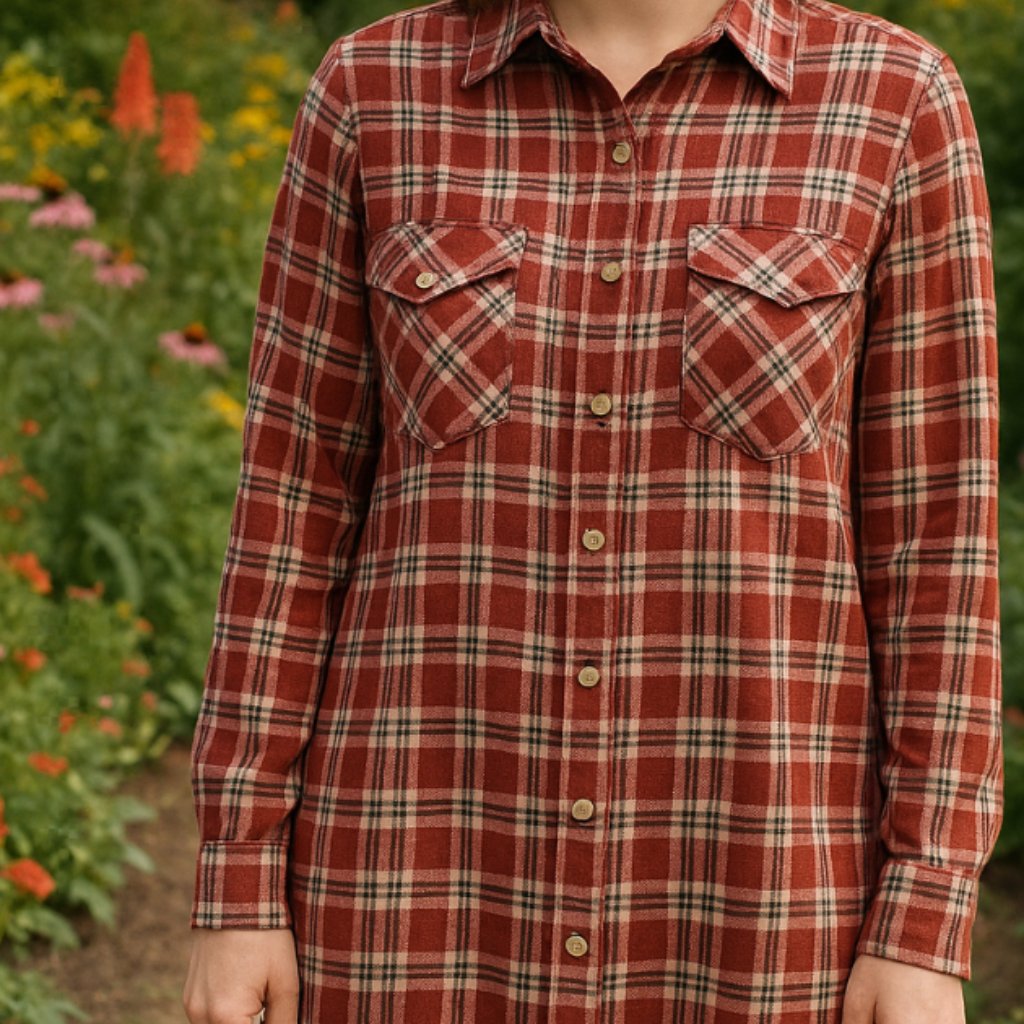 320 Mittoshop Burgundy Plaid Shirt Dress Color May Vary From Picture